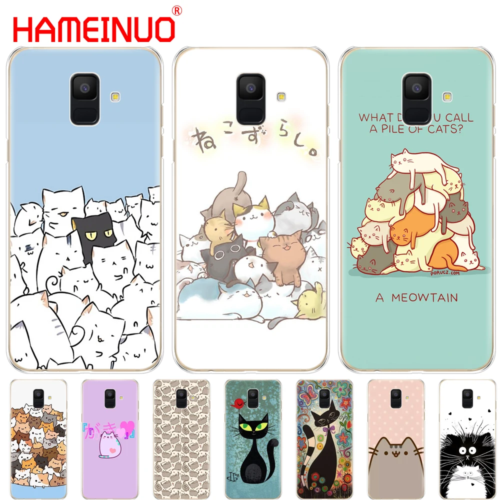 

HAMEINUO Cute funny A Pile Of Cats art cat cover phone case for Samsung Galaxy J4 J6 J8 A9 A7 2018 A6 A8 2018 PLUS j7 duo coque