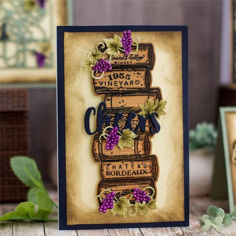 

Eastshape Wine Die Cutting Dies Metal Craft Frame Dies Cut 2019 New Gift for Scrapbooking Card Making DIY Album Paper Embossing