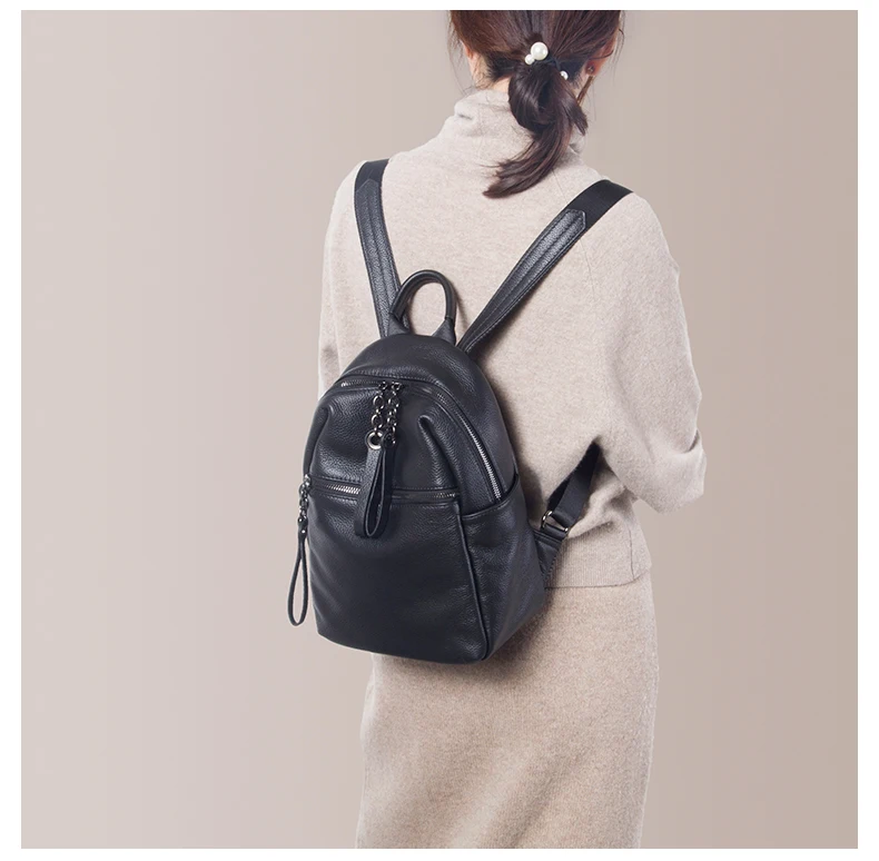Real Genuine Leather Women's Backpack Female Real First Layer Cow Leather Ladies' Backpacks Travel ipad Cowhide Bags (6)