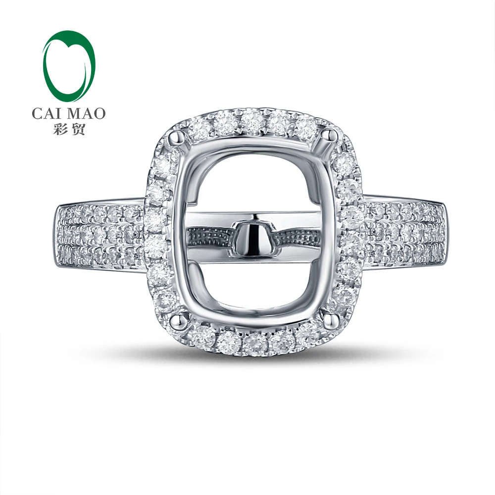 8x10 мм Подушка однотонного из белого золота 18 карат 0.40ct Природные Алмазы полу Гора Установочное кольцо 8x10 мм Подушка однотонного из белого золота 18 карат 0.40ct Природные Алмазы полу Гора Установочное кольцо