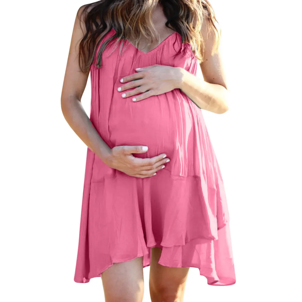Платья для беременных; модная пикантная обувь для беременных и матерей после родов женское платье короткий рукав для беременных плотное летнее платье ropa premama embarazadas - Цвет: Розовый