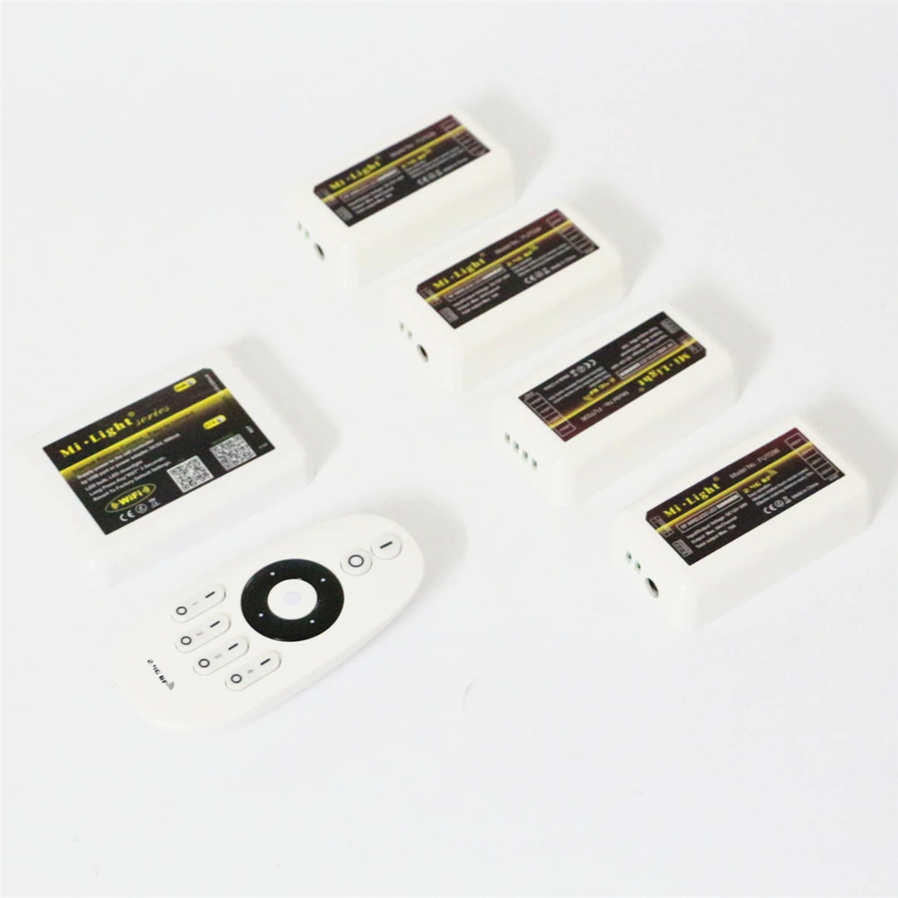 

Mi Light Set 4 X DC12-24V 4-Zone Single Color LED Controller + 1 X 2.4G Wireless RF Remote + 1 X iOS Android APP WiFi Controller