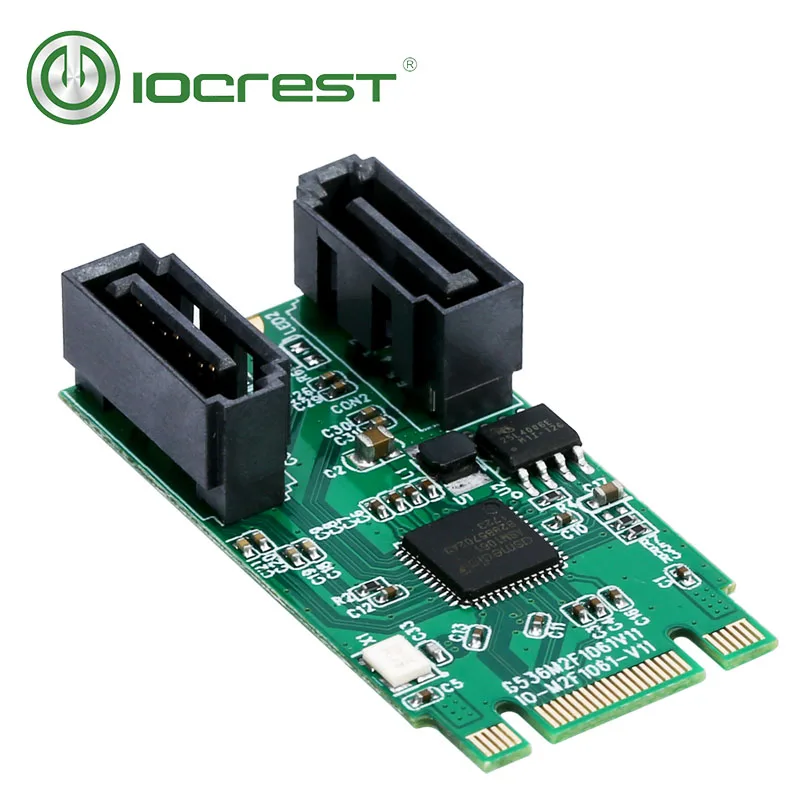 Карта адаптера контроллера IOCREST M.2 ngff B + M Key 22x42 PCIe Bus на 2 порта 3 0 SATA 6 G III чипсет ASM1061