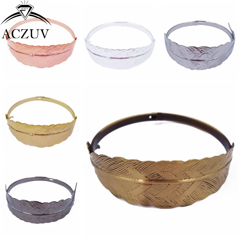 

ACZUV 50pcs Feather Bracelet Circle Ring Copper Metal Bracelet Blank Buckle Bangle BBS013