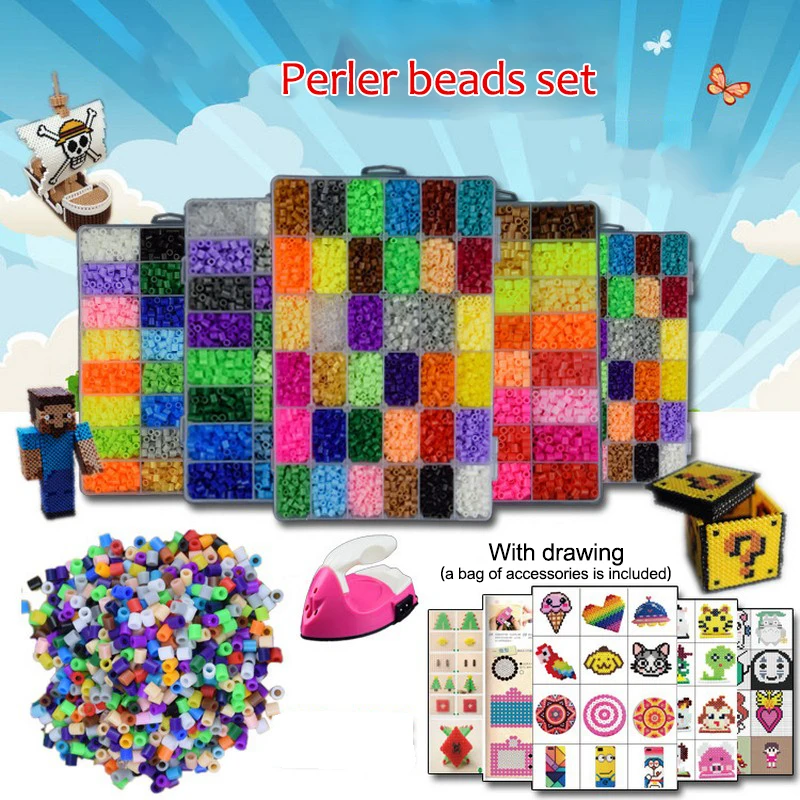 

10000 Pcs/Set DIY Puzzle Kids Multi-Color 3D Puzzles Education Handwork Toy For Children EVA Perler Beads With Iron Accessories