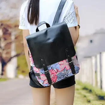 

X-Online 031717 new hot student school bag teenager floral printing vintage backpack