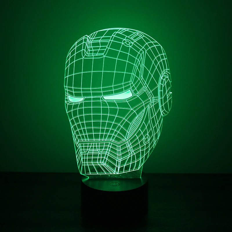3D светодиодный маска Железного человека настольная лампа USB визуальный светильник прикроватные ночные декоративные светильники Ночник светильник креативный отличный подарок для детей