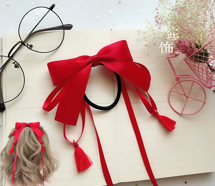 Японские руки для DIY волос темперамент девушка Сердце кисточкой бантик из тесьмы для волос круг Экспресс ноги веревка для волос