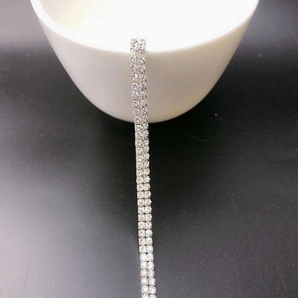 

ss6 2 rows rhinestones cup chain,1yard/lot,ear cup fancy D cup crystal glass rhinestones chain,garment accessories cup chain