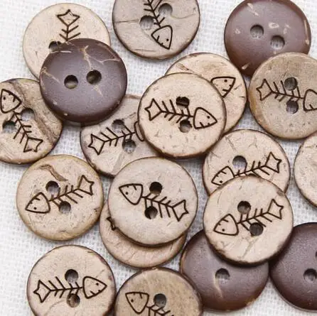 

100pcs/lot Size:12.5mm Round Natural coconut shell buttons,2 holes fish bones Bulk button, Accssories sewing (ss-146)