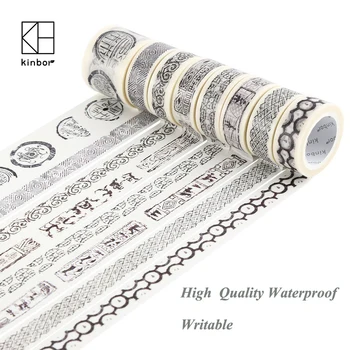 

KINBOR 3 ROLLS Vintage Chinese Style Retro Washi Tape Decorative Masking Tape DIY Scrapbooking Sticker Label
