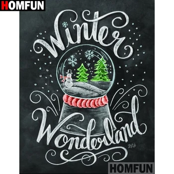 

HOMFUN Full Square/Round Drill 5D DIY Diamond Painting "Letter snowman" 3D Embroidery Cross Stitch 5D Home Decor A13503