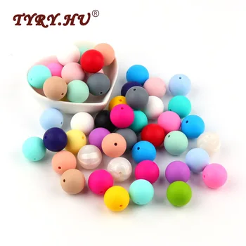 

TYRY.HU 10Pcs Silicone Baby Teething Beads Natural 19mm Round Beads BPA Free Baby Teethers Baby Tooth Nursing Toys Silicone Ball