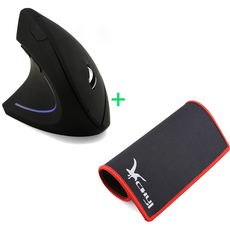 Беспроводная Вертикальная мышь, эргономичная компьютерная мышь, левая рука, Портативная оптическая USB мышь с ковриком для мыши, для ПК, ноутбука, ноутбука - Цвет: Left Mice with pad
