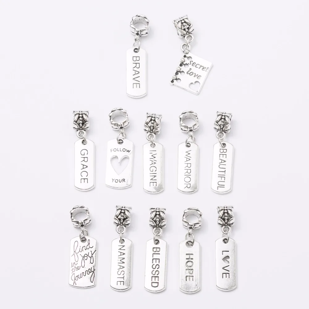 

mix 24pcs Plate Tibetan silver Big Hole Loose Beads European Pendant fit Pandora charm bracelet DIY Metal jewelry making JS1534