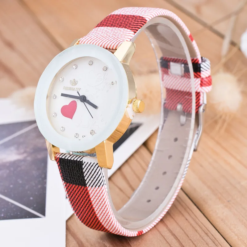 Корейская версия модные женские часы Повседневное модные женские часы, алмаз студент часы кожаный ремешок кварцевые часы