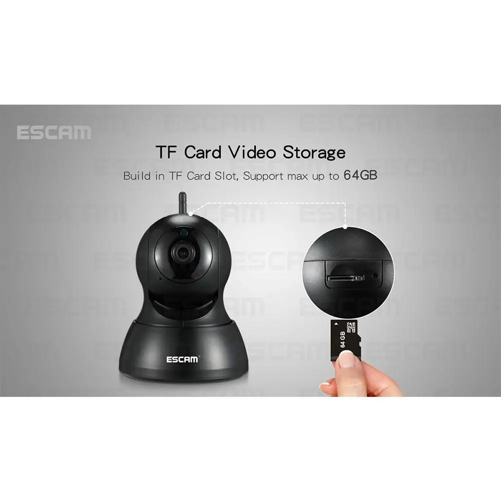 ESCAM QF007 1MP 720 P WiFi ИК-сигнализация панорамирование/наклон ip-камера поддержка 64G TF карта ночного видения Обнаружение движения Беспроводная ip-камера
