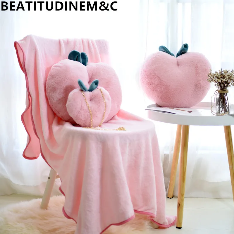 Новая персиковая розовая Подушка плюшевая игрушка для девочек ланч-брейк Коралловое Флисовое одеяло два в одном Подушка Одеяло, домашнее украшение