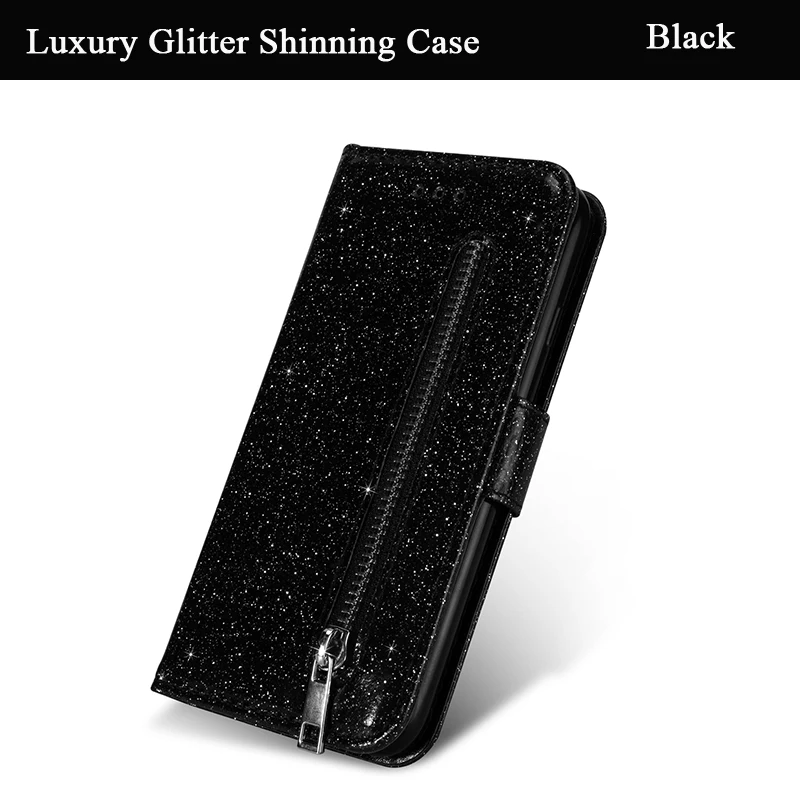 Sang Trọng Bling Kim Tuyến Dành Cho Huawei Y7 Y6 P Smart Plus Giao Phối 20 10 P30 P20 Pro Lite Da Dây Kéo ví Flip Cover huawei waterproof phone case