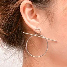 Pendientes de aro de círculo geométrico exagerados para mujeres Vintage Cruz creativo redondo Pendientes de oreja Brincos 6B3009(China)