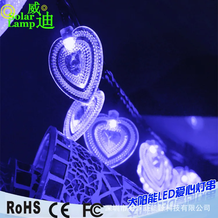 

Solar light string 20led heart shaped lamp string garden outdoor waterproof Christmas garden lamp