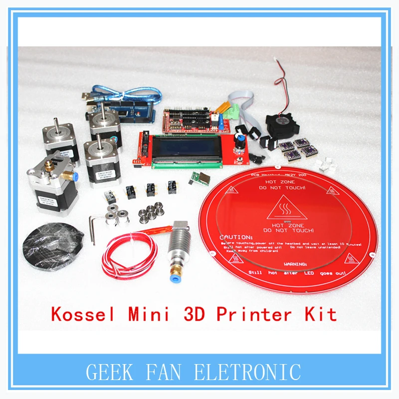 Kossel Mini 3D Printer Kit MK8 Extruder+ MK2Y HeatBed+LCD12864+Ramps1.4+Mega 2560+SD ramps+Nema17 stepper motor+Dvr8825