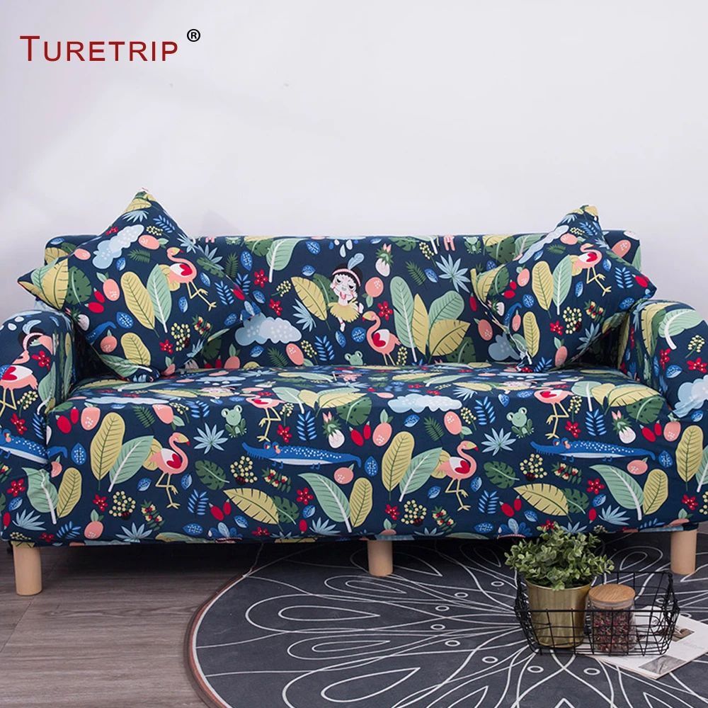 

Turetrip Sofa Cover Printed Flowers Slipcover Tight Wrap Corner Sofa Cover Stretch Furniture Covers Stretch Cover For Sofa Canap