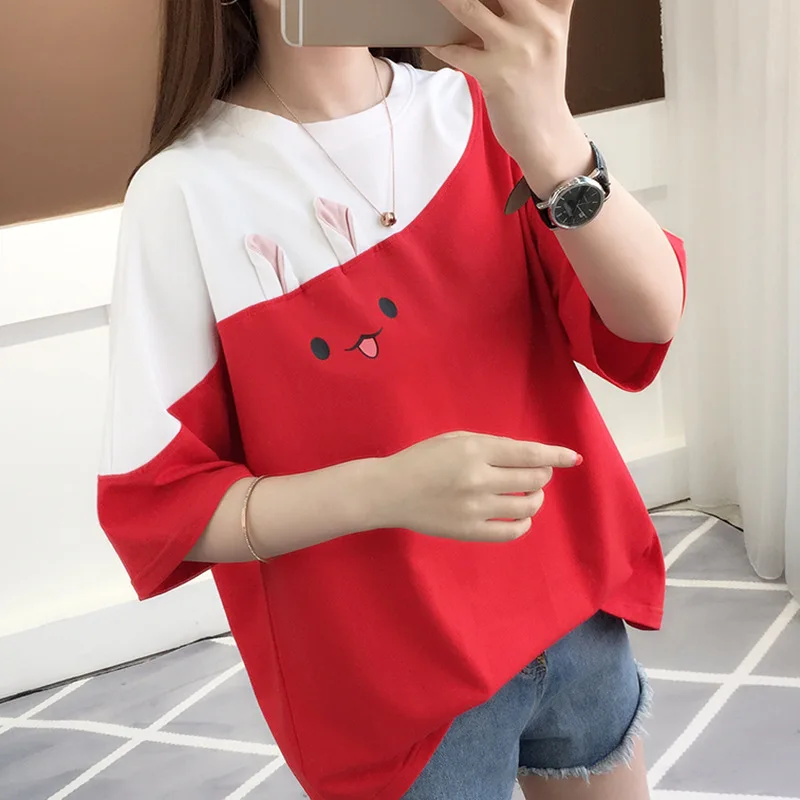 Гранж эстетический ulzzang friends harajuku rabbit tee kawaii футболки женские футболки размера плюс Топы корейские