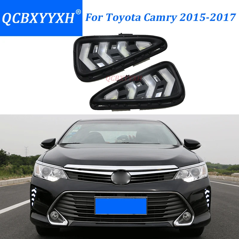 

QCBXYYXH Led Daytime Running Lamp For Toyota Camry 2015-2017 Turn Signal DRL Car Styling Light 12V Daylight White Turn Yellow