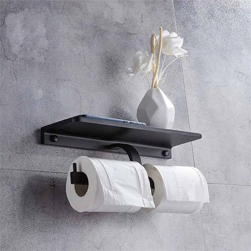 Новый стиль многофункциональный Ванная комната полки двойной рулон туалетной Бумага держатели Аксессуары для ванной комнаты