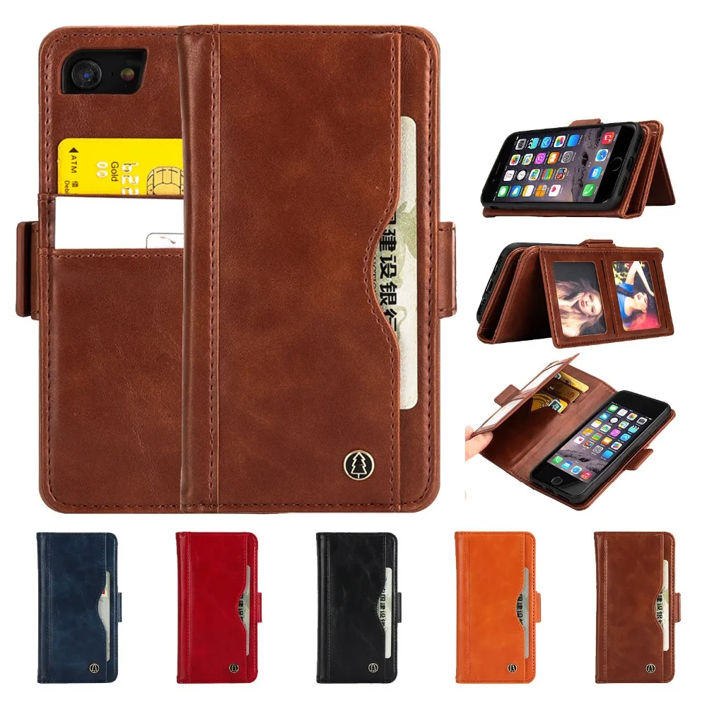 

For Funda iPhone 7 Case Detachable Folio Folding Flip Case with Card Slot Cash Holder Magnetic Closure Cover for iPhone 7 8