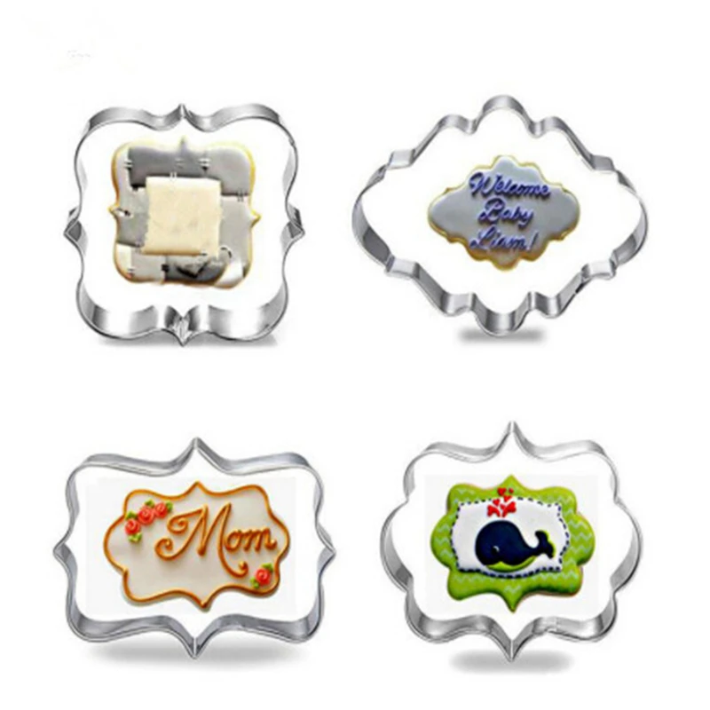 

4Pcs/Set Cute Wedding Frame Stainless Steel Biscuit Cutter DIY Tool Kitchen Fruit & Vegetable Decoration Baking Mold