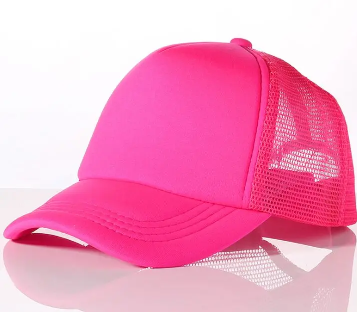 Full dark pink Детские DIY пользовательские логотип грузовые шапки летние дышащие акриловые бейсболки с логотипом для мальчиков и девочек Snapback шапки - Цвет: Full dark pink