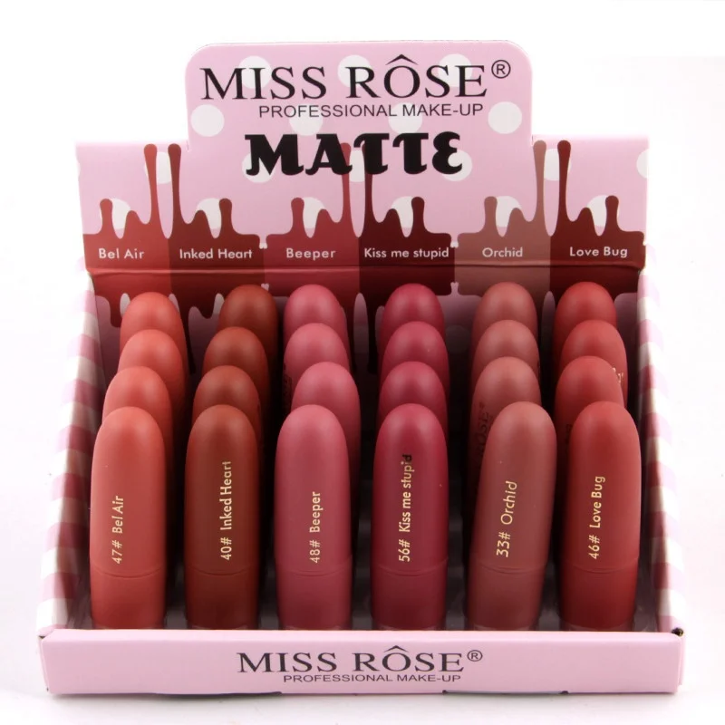 Женский набор для макияжа Miss Rose водостойкая матовая губная помада телесного