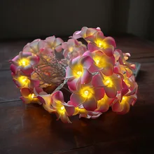3M 24LED String Lights Battery Powered Hawaiian Foam Artificial Plumeria Flower Fairy for Wedding Garland Party Home Decor