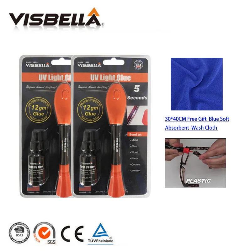 

Visbella 2pcs/L 12g big package with 8g refill bottle Liquid Plastic Welding Glue 5 Second Fix UV Light Glue quickly seal repair