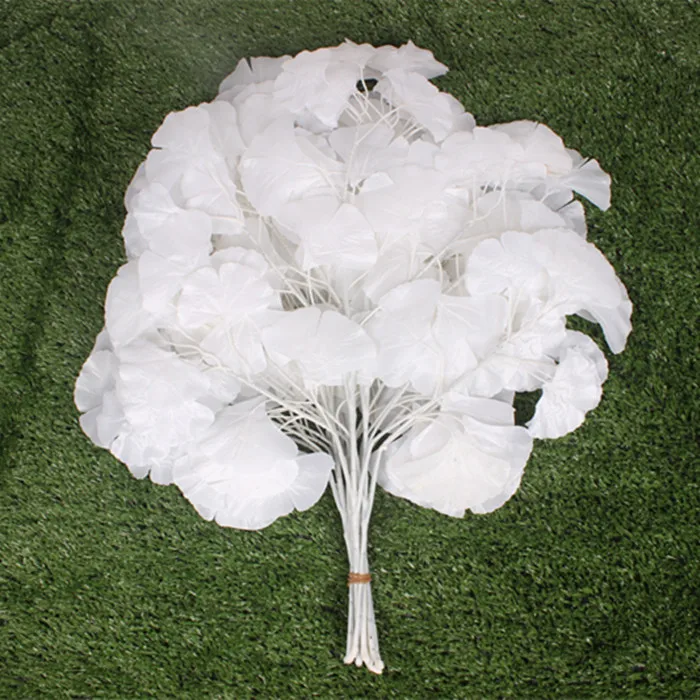 Один дюжина искусственных белых листьев гинкго свадебный фестиваль праздник фон Дорога led цветок дома DIY декоративный цветок