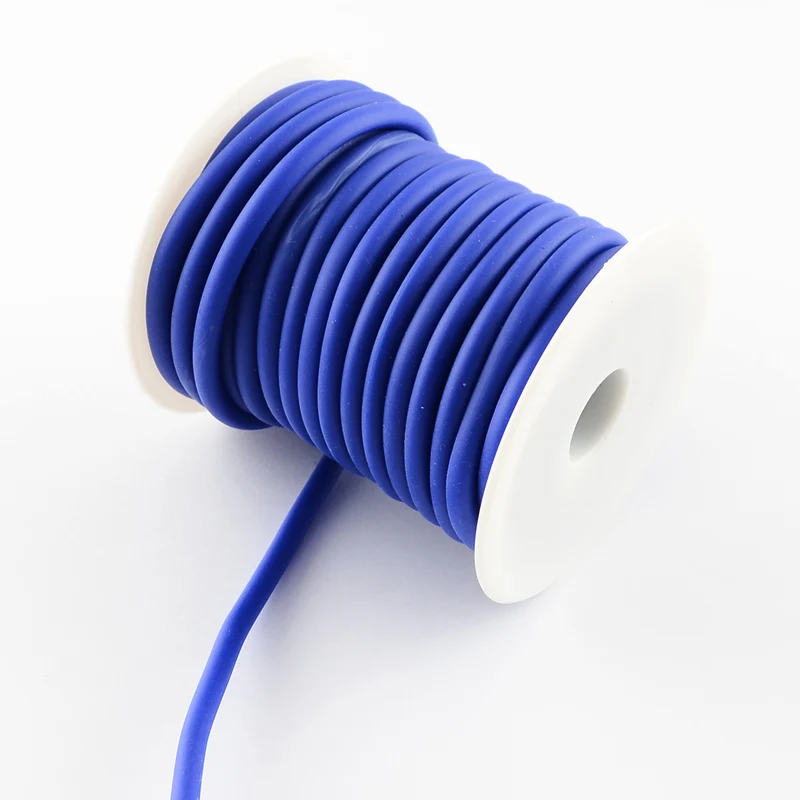 Силиконовый цветной шнур, 5 мм, ювелирные изделия, полые шнуры, обернутые вокруг белого пластика, отверстие для катушки: 3 мм, около 10 м/рулон - Цвет: DarkBlue