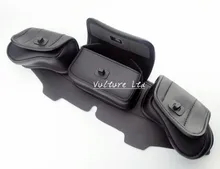 New Motorcycle accessories Windshield Bag Saddle 3 Pouch Pocket Fairing For 1996 2013 Harley Touring Black