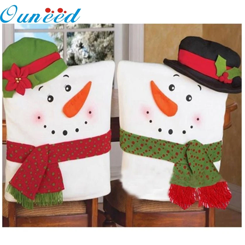 2 PCS Christmas Snowman Chair Covers Home Decoration Kitchen Dining Table Decor Party