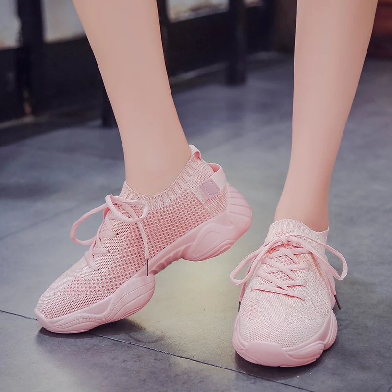 

2018 brand mesh breathable Summer shoes women loafers Lace up casual Shoes ultralight flats shoes Zapatillas Mujer Sock Shoes