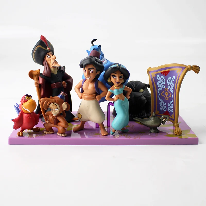 7 шт./партия сказки Аладдин фигурка игрушка Аладдин обезьяна Abu Parrot Lago Genie Jafar пещера чудес модель куклы