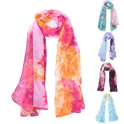 Модная шифоновая печатных шарфы Для женщин длинный шарф бабочка цветок Костюмы аксессуары 160*50 см