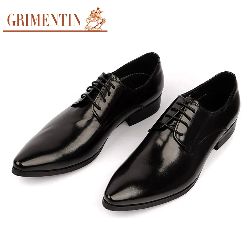 Designer Mens Pointed Toe Dress Shoes Genuine Leather Black Burgundy ...