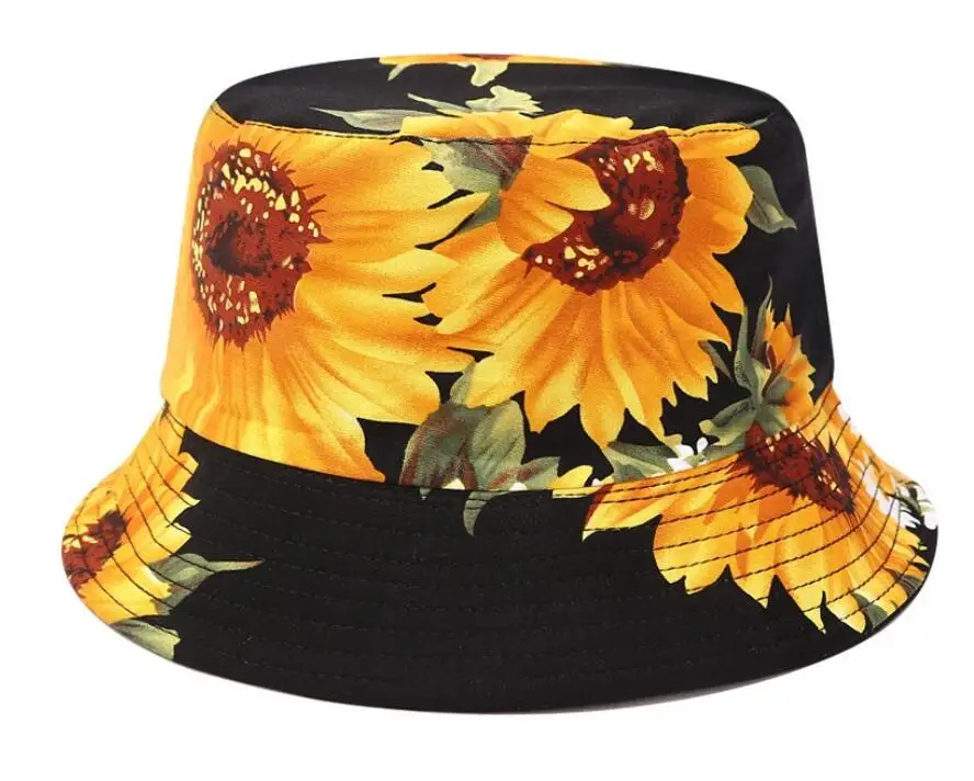 Двусторонняя Панама с подсолнухом для женщин, женская шляпа рыбака для девушек, Панама, шляпа Боба, летняя шляпа от солнца
