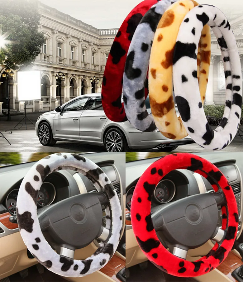Car Accessories Winter Warm basic type capa para volante Fluff Fur Elastic Washable Steering Wheel Cover 38cm Universal Supplies |