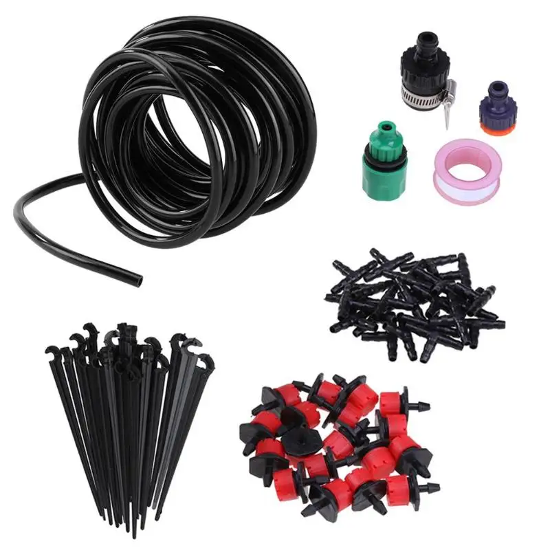 

15M DIY Automatic Micro Drip Irrigation System Garden Plants Dripper Controller Watering Kits 360 Degrees Auto-rotate Nozzle