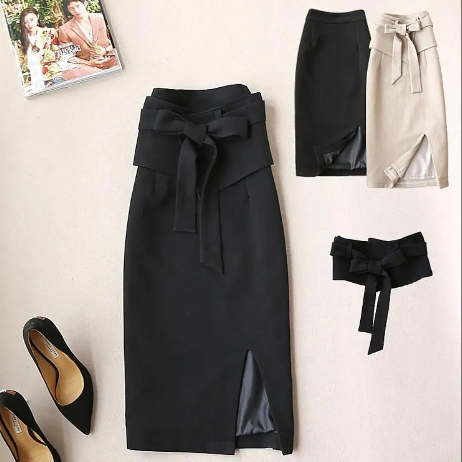 

Autumn Winter Women Wool Skirt High Waist Ladies Woolen Skirt Ladies Slim OL split Pencil Skirts
