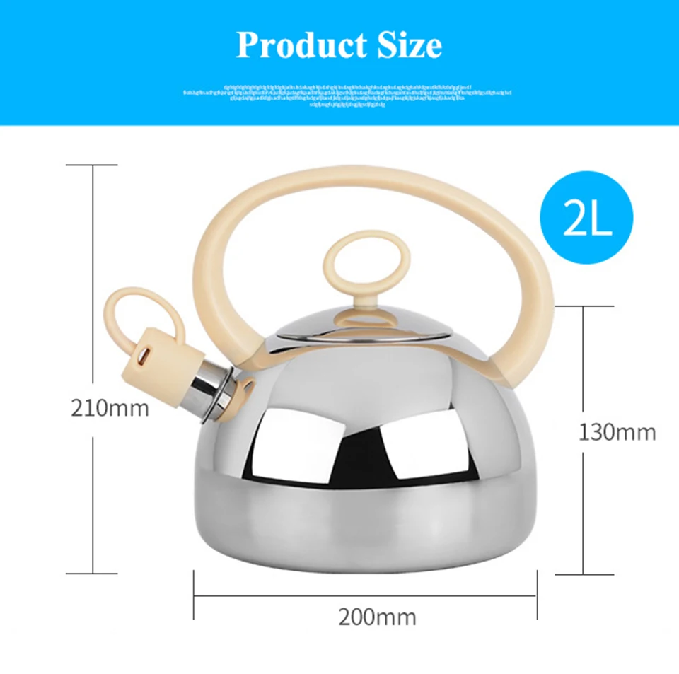 2L серебро силикон 304 нержавеющая сталь кольцо воды чайник газовая плита Универсальный свистящий чайник для горячей воды большой емкости дома