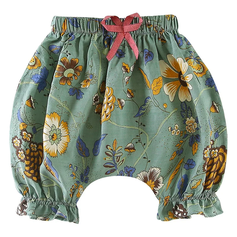 

Spring Toddler Girl Pants Cotton Print Flower Big PP Harem Pants Girls Elastic Fashion Kids Trousers Children Baby Clothes
